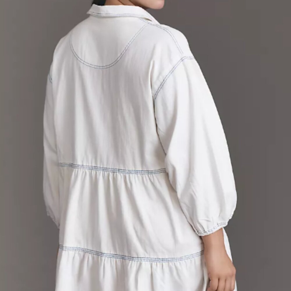 Maeve The Bettina Denim Tiered Mini Shirt Dress Size XS - Picture 3 of 14